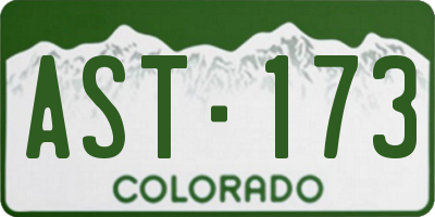 CO license plate AST173