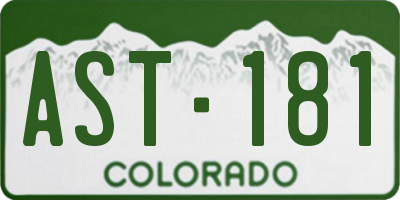 CO license plate AST181