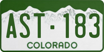 CO license plate AST183