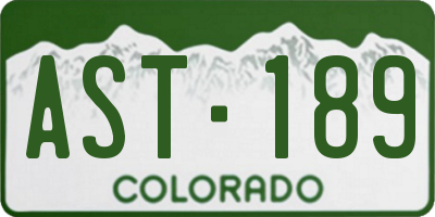 CO license plate AST189