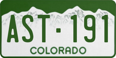 CO license plate AST191