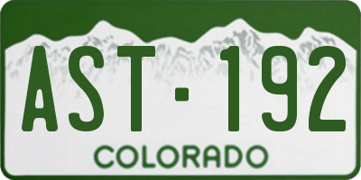 CO license plate AST192