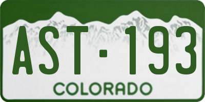 CO license plate AST193