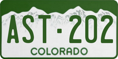 CO license plate AST202