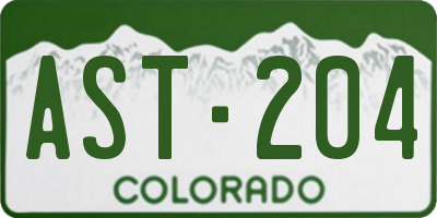 CO license plate AST204
