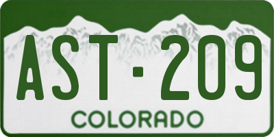 CO license plate AST209