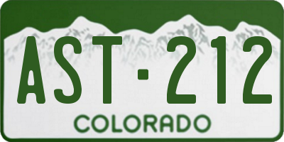 CO license plate AST212