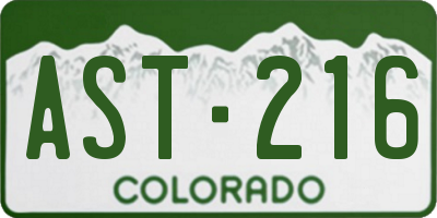 CO license plate AST216