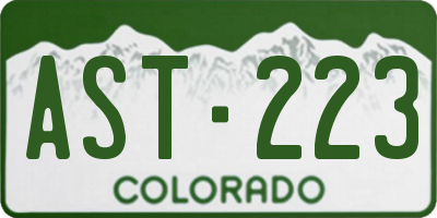 CO license plate AST223