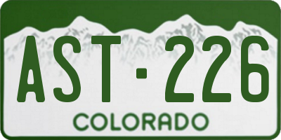 CO license plate AST226