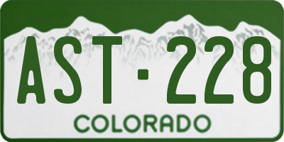 CO license plate AST228