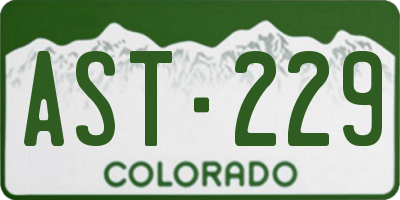 CO license plate AST229