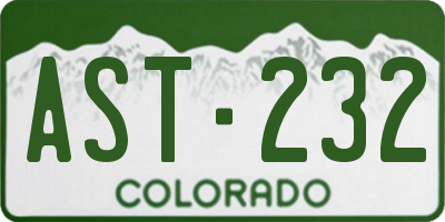 CO license plate AST232