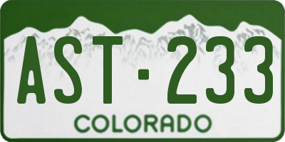 CO license plate AST233