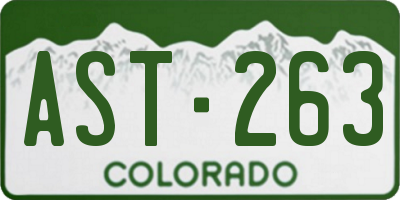 CO license plate AST263