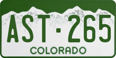 CO license plate AST265