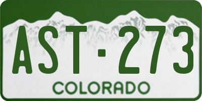 CO license plate AST273