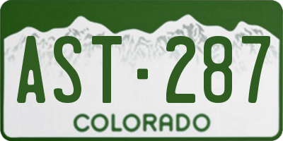 CO license plate AST287