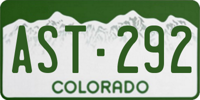 CO license plate AST292