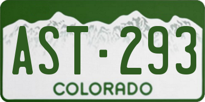 CO license plate AST293