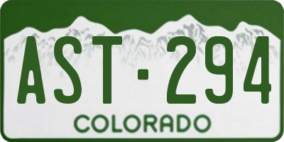 CO license plate AST294