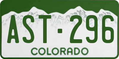 CO license plate AST296