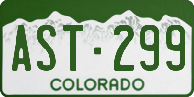 CO license plate AST299