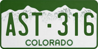 CO license plate AST316