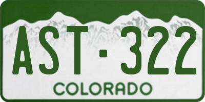 CO license plate AST322