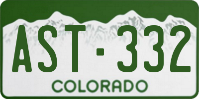 CO license plate AST332