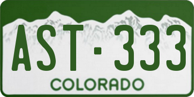 CO license plate AST333
