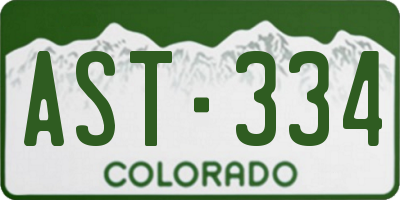 CO license plate AST334