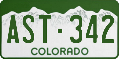 CO license plate AST342