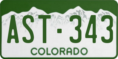 CO license plate AST343