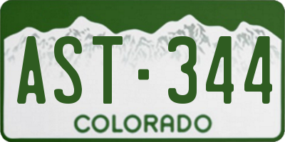 CO license plate AST344