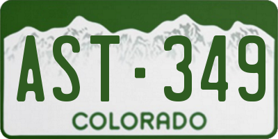 CO license plate AST349