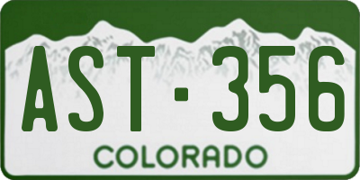 CO license plate AST356