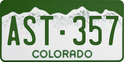 CO license plate AST357