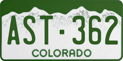 CO license plate AST362