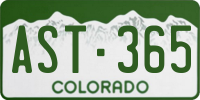 CO license plate AST365