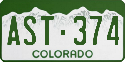 CO license plate AST374