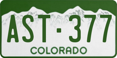 CO license plate AST377