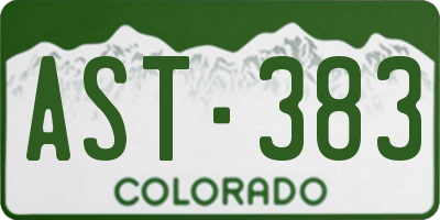 CO license plate AST383