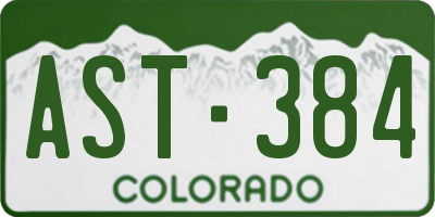 CO license plate AST384