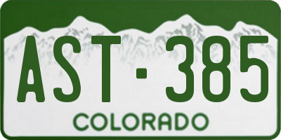 CO license plate AST385