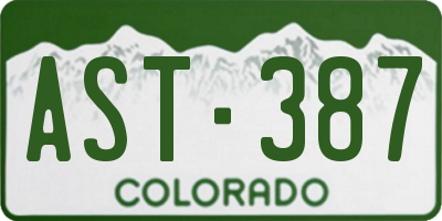 CO license plate AST387