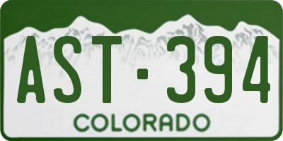 CO license plate AST394