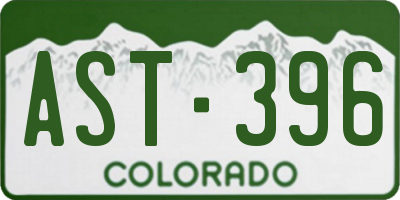 CO license plate AST396