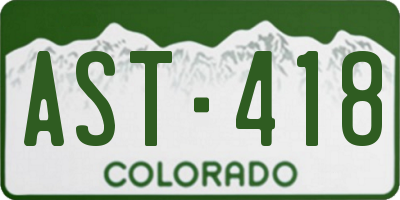 CO license plate AST418