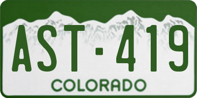 CO license plate AST419